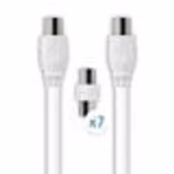 Câble TV coaxial 952 mm mâle/mâle+adaptateurs universels 5 m - blanc
