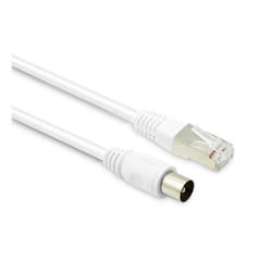 Câble TV coaxial 952 mm mâle-RJ45 mâle 5 m - blanc