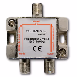 Metronic 436302, Diviseur de câbles, 75 Ohm, 40 - 2150 MHz, Métallique, Métal, Femelle