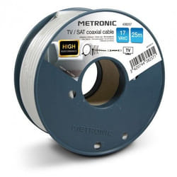 Metronic 438257 câble coaxial 25 m Blanc