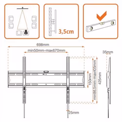Metronic 451043 support pour téléviseur 70" Noir