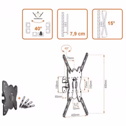 Metronic 451065 support pour téléviseur 55" Noir