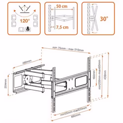 Metronic 451068 support pour téléviseur 70" Noir