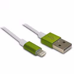Metronic 471041, 1 m, Lightning, USB A, Mâle, Mâle, Vert, Blanc