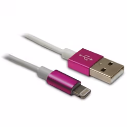 Metronic 471042, 1 m, Lightning, USB A, Mâle, Mâle, Rose, Blanc
