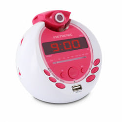 Metronic - Radio-réveil Pop Pink fm projection double alarme avec port usb