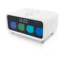 Metronic - Réveil avec chargeur sans fil par induction, effets lumineux - blanc
