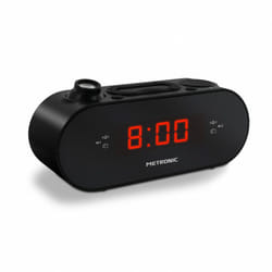 Radio-réveil fm projection double alarme - noir