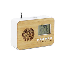 Réveil Bamboo de voyage avec fonction radio FM date et température intérieure