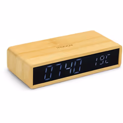Mooov - Réveil Bamboo avec écran led noir et température intérieure