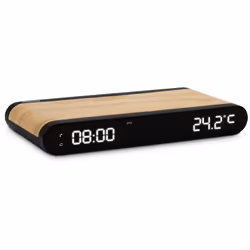 Apportera une touche d'élégance et de praticité à votre chambre avec ce réveil "effet bois" 3-en-1 qui indique la température ...