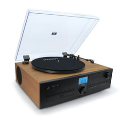 Micro-chaîne stéréo Bluetooth et platine effet bois