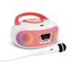 MOOOV 477409 Lecteur CD Radio FM Karaoké Bluetooth Enfant avec Micro Effets Lumineux Poste Portable avec Poignée Secteur ou