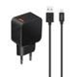 Chargeur secteur 1 USB-A 24A Fast Charge+câble USB-A/micro-USB-100% plastique recyclé 12 m - noir
