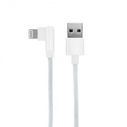 Câble MFI / USB-A coudé nylon pour iPhone iPad 1 m - blanc