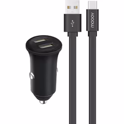 Chargez rapidement et simultanément 2 appareils avec un seul et même chargeur dans votre voiture. Grâce au câble amovible fou ...