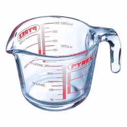 Pyrex 259B000, 0,25 L, Verre, Rouge, Transparent, -40 - 350 °C, 90 mm, 80 mm