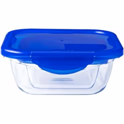 Pyrex Cook &amp; Go rectangular glass food storage container/roaster with airtight and leakproof 4 clip locking lid – oven