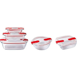 Lot de 5 Boîtes de conservation - PYREX - Cook & Heat - Verre - Couvercle à valves vapeur spécial micro-onde