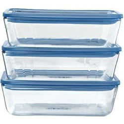 Lot de 3 Boîtes de conservation avec couvercle - PYREX - Zero Plastic - Verre - Rectangulaire - 08 L