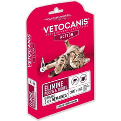 Vetocanis Pipettes Spot On, Anti-puces Et Anti-tiques - Pour Chat