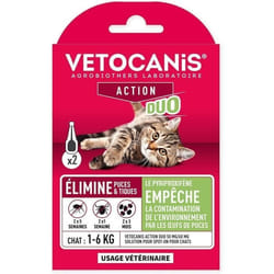 Les Tendances - Vetocanis Pipettes Anti-puces Et Anti-tiques Duo - 2 Pipettes Pour 5 Semaines De Protection - Pour Chat