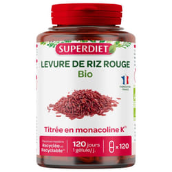 Superdiet Levure de Riz Rouge Bio 120 Gélules