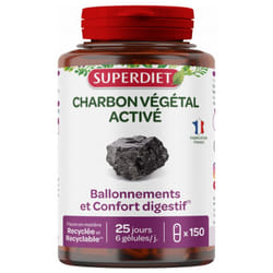 Superdiet Charbon Végétal Activé 150 Gélules