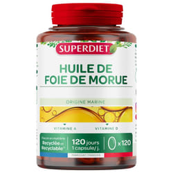 Superdiet Huile de Foie de Morue 120 Capsules