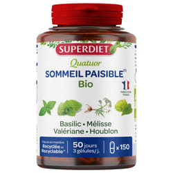 Superdiet Quatuor Mélisse Sommeil Paisible Bio 150 Gélules