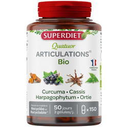 Superdiet Quatuor Curcuma Articulations Bio 150 Gélules