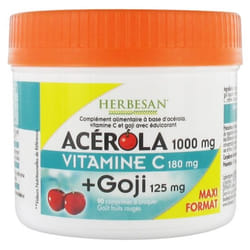 Herbesan Acérola 1000 mg Vitamine C 180 mg + Goji 125 mg 90 Comprimés