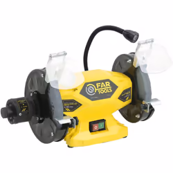 Touret à meuler de 550W meule-meule 2xØ200mm (grain A36 & A60) avec affuteur de forets - Lampe LED et vitesse de rotation de  ...