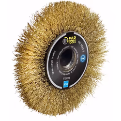 Brosse fil laitonnée FAR TOOLS Ø 120 mm L 20 mm - 110898 - Brosse de précision/finition à fil laitonné. Pour le décapage fort ...