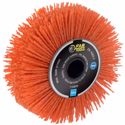 Brosse fil laitonnée FAR TOOLS Ø 120 mm L 20 mm - 110899 - Brosse de précision/finition à nylon abrasif. Grain 80. Pour netto ...