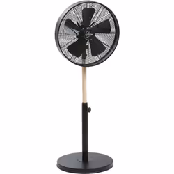 Ventilateur sur pied CALIFORNIA 50W - Diamètre 40cm - Design scandinave associant bois (pin naturel) et métal (noir mat) - Ha ...