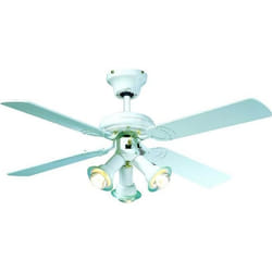 FARELEK - MALDIVES O 107 cm - Ventilateur de plafond reversible, 4 pales laquees blanc + eclairage 3 spots 60 watts E14 - 112615