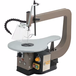 Scie à chantourner de 120W avec une en table métal de 415x250mm inclinable à 45°- Vitesse variable de 400 à 1600tr/min- Une c ...