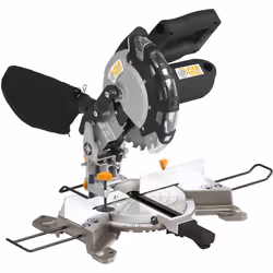 Scie à onglets fixes de 1400W- Lame Ø210mm alésage 25,4mm - 24 dents TCT (Carbure de tungstène) - Base aluminium - 2 extensio ...