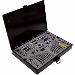 Coffret de tarauds et filières 40 pièces contenant: 1x Porte filière - 1x Peigne à pas métrique - 1x Porte tarauds - 1x Porte ...