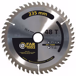 Lame de scie circulaire carbure D. 235 x 25,4 x 2,4 mm 48 dents Lame de scie circulaire : Lame de scie circulaire carbure D.  ...