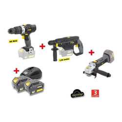 Fartools - x-fit pack gros oeUVRE 3 machines 18V + 2 batteries 18V 3.0Ah : Perceuse percu/visseuse + Marteau Perfo + Meuleuse dangle