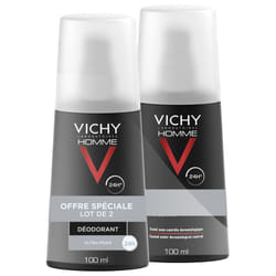 Vichy Homme Déodorant Ultra-Frais 24H Vaporisateur Lot de 2 x 100 ml