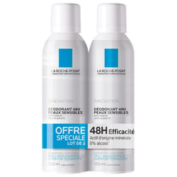 La Roche-Posay Déodorant Spray 48H Peaux sensibles Lot de 2 x 150 ml