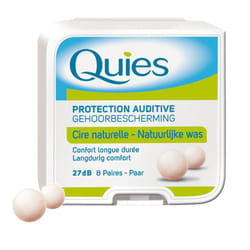 Protection auditive Quies Cire Naturelle 8 Paires - Atténuation du bruit - Confort et hygiène