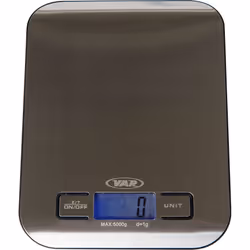 VAR DV-71800, Balance de ménage électronique, 5 kg, 1 g, Marron, Acier inoxydable, Acier inoxydable