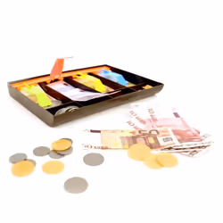 Tiroir caisse monnaie - WDK PARTNER - 4 types de billets - 4 types de pièces - À partir de 3 ans