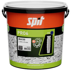 Cheville nylon PRO6 - 6 x 30 sans vis - Seau de 1000 Spit 565181
