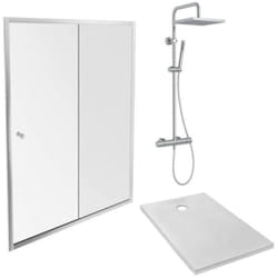 Receveur douche Ipso 100 x 80 cm + paroi coulissante niche + colonne douche Brigitte