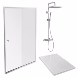Receveur douche Ipso 120 x 80 cm + paroi coulissante niche + colonne douche Brigitte